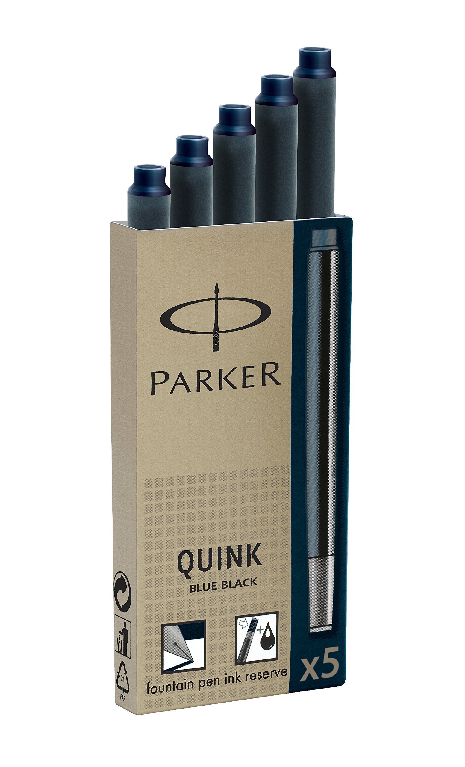 CARTUCHO PARKER QUINK SOBRE x 5 U NEGRO