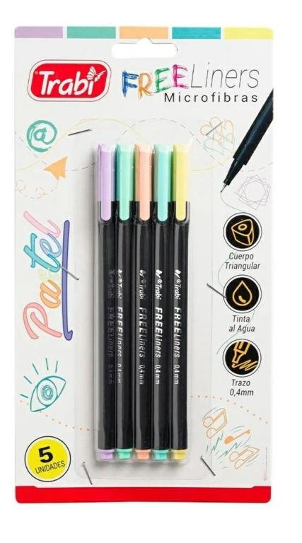 MARCADOR TRABI FREELINERS PASTEL x 5 COLORES