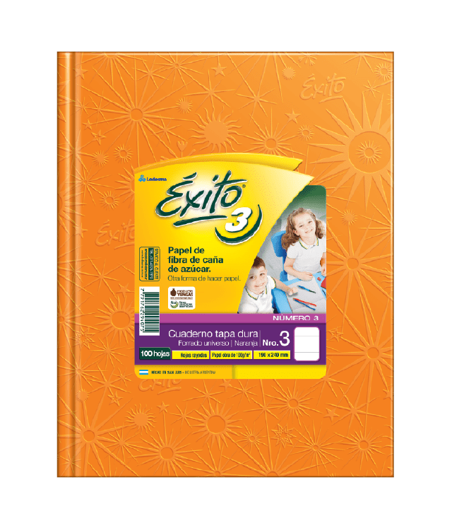 CUADERNO EXITO E3 TAPA DURA 100 HOJAS FORRADO NARANJA