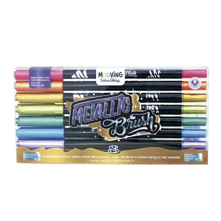 MARCADOR COLORING LONG DOBLE PUNTA METAL x 8     3031308