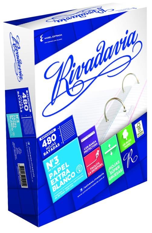 REPUESTO  RIVADAVIA 480 HOJAS EXTRA BLANCO RAYA