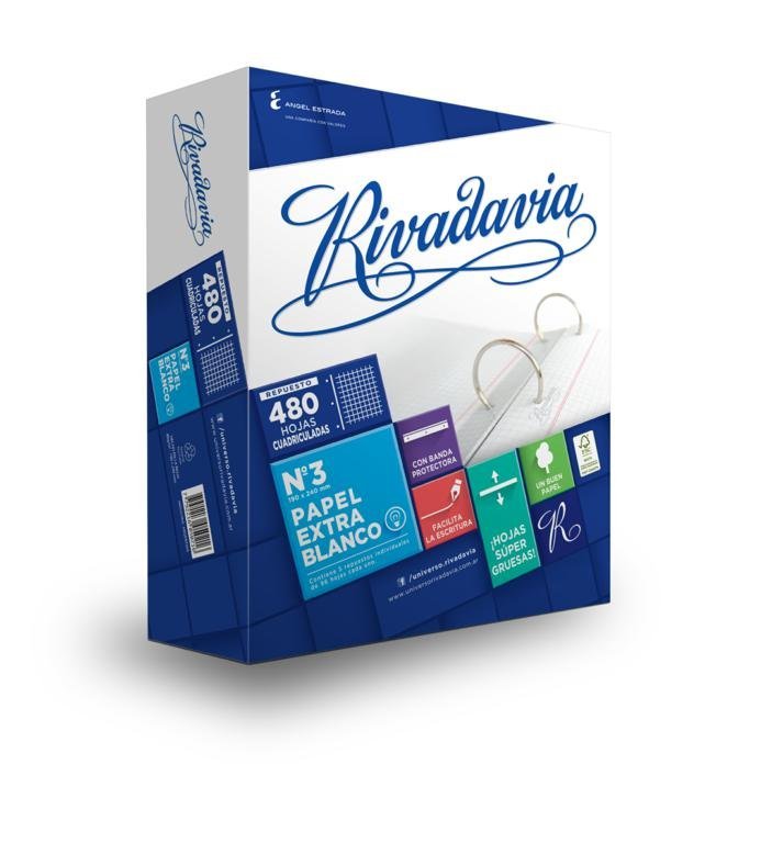 REPUESTO  RIVADAVIA 480 HOJAS EXTRA BLANCO CUADRO