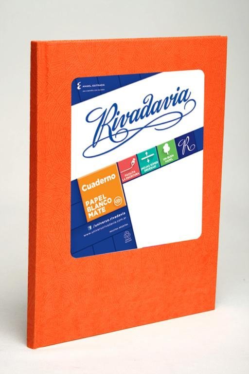 CUADERNO RIVADAVIA TAPA DURA 50 HOJAS NARANJA RAYA