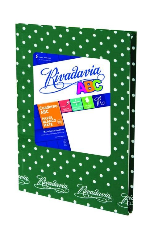 CUADERNO RIVADAVIA ABC 50 HOJAS 19×,23.5 LUNARES VERDE