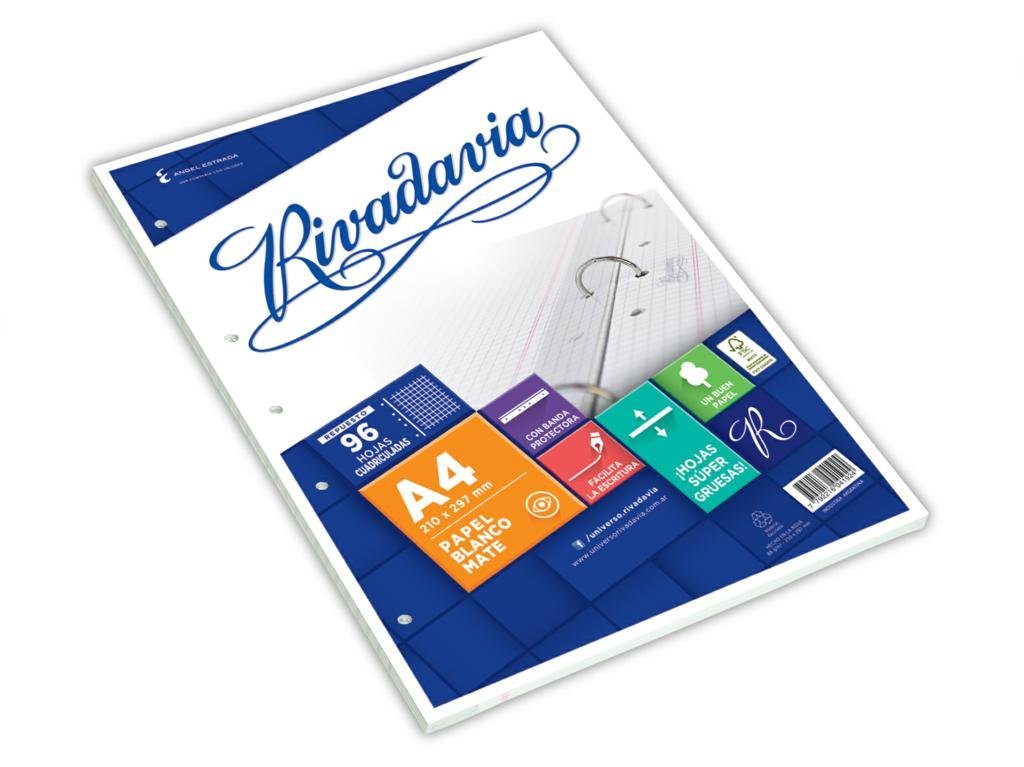 REPUESTO  RIVADAVIA A4 96 HOJAS CUADRO
