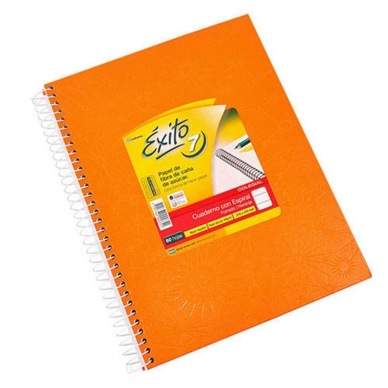 CUADERNO EXITO E7 ESPIRAL 60 HOJAS NARANJA RAYA