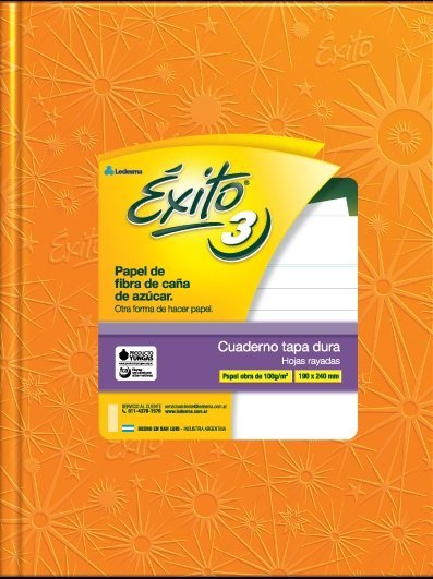 CUADERNO EXITO E3 TAPA DURA 48 HOJAS FORRADO NARANJA RAYADO