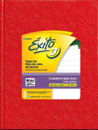 CUADERNO EXITO E3 TAPA DURA 48 HOJAS FORRADO ROJO RAYADO