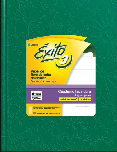 CUADERNO EXITO E3 TAPA DURA 48 HOJAS FORRADO VERDE RAYADO