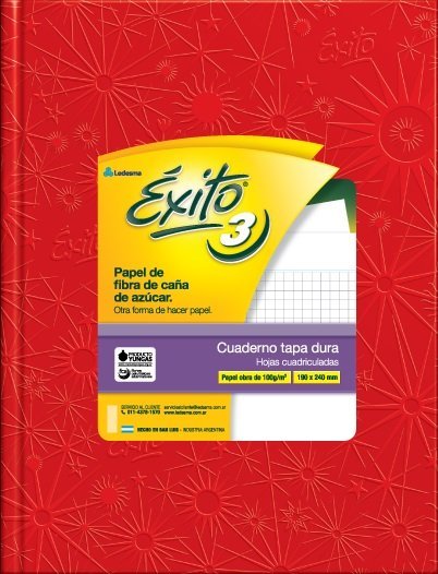 CUADERNO EXITO E3 TAPA DURA 48 HOJAS FORRADO ROJO CUADRO