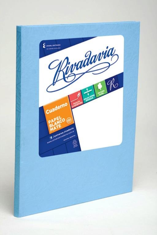 CUADERNO RIVADAVIA TAPA DURA 50 HOJAS CELESTE RAYA
