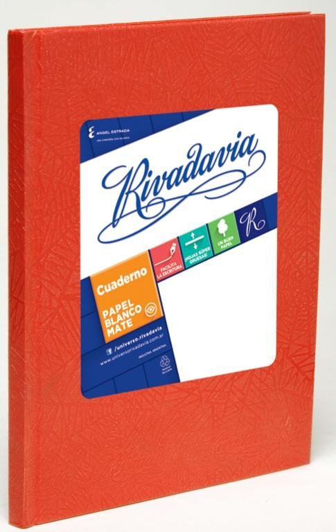 CUADERNO RIVADAVIA TAPA DURA 98 HOJAS ROJO RAYA