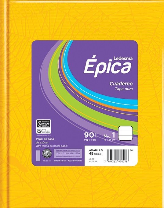 CUADERNO EPICA N1 TAPA DURA 90 GRS 48 HOJAS AMARILLO