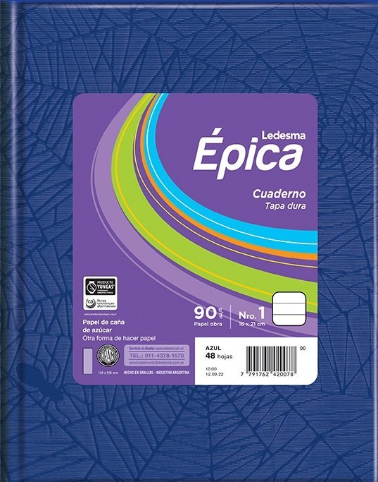 CUADERNO EPICA N1 TAPA DURA 90 GRS 48 HOJAS AZUL