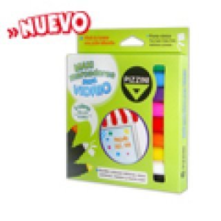 MARCADOR PIZZINI VIDRIO x 9 COLORES   8409