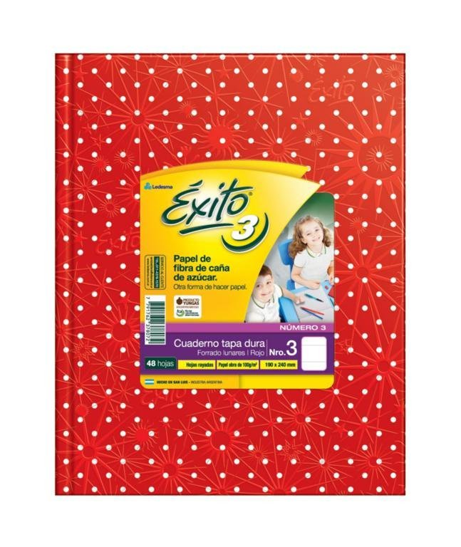 CUADERNO EXITO E3 TAPA DURA 48 HOJAS LUNARES ROJO RAYADO