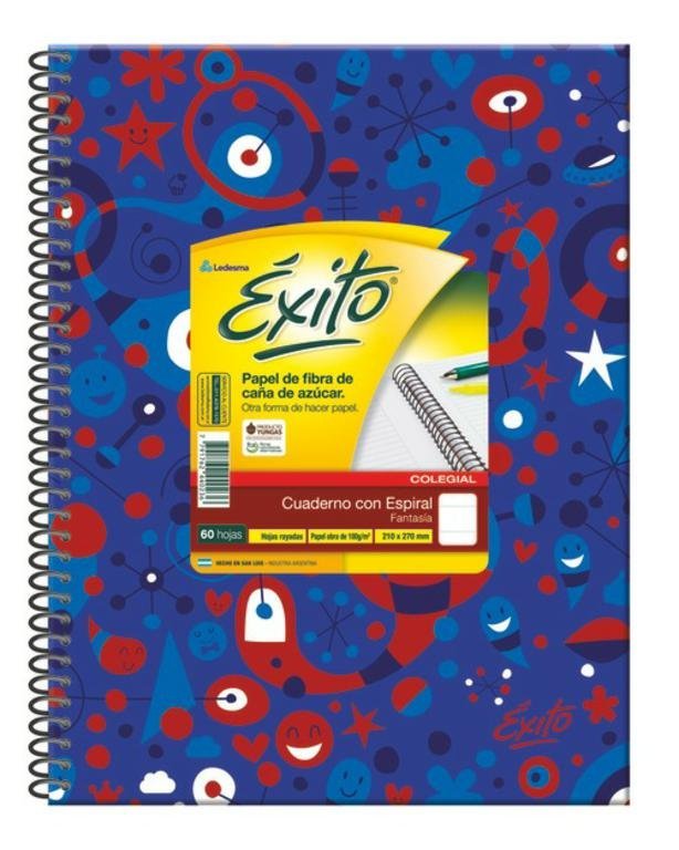 CUADERNO EXITO E7 ESPIRAL 60 HOJAS FANTASIA RAYA