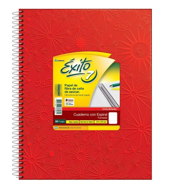 CUADERNO EXITO E7 ESPIRAL 60 HOJAS ROJO CUADRO