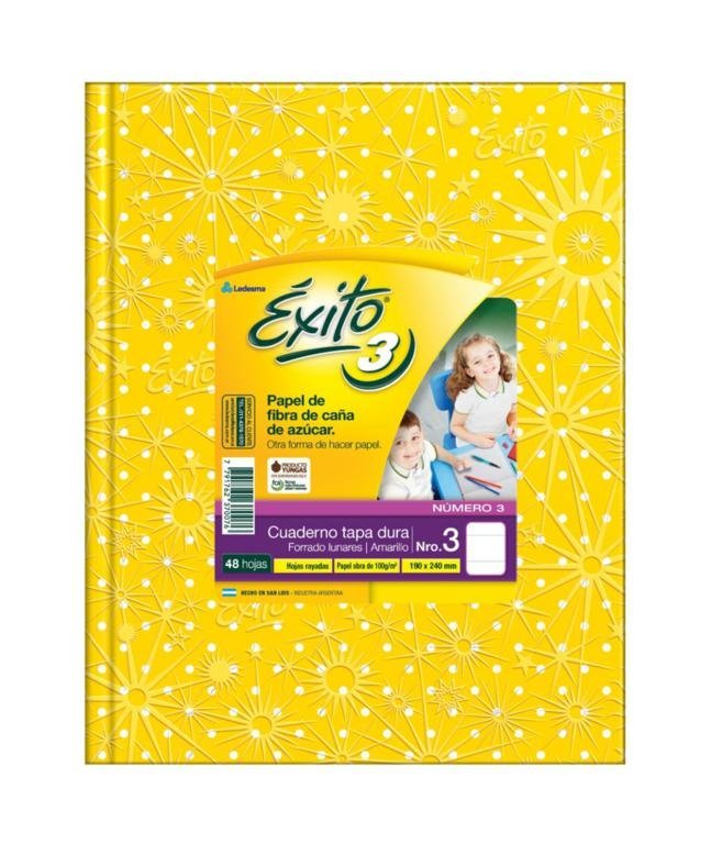 CUADERNO EXITO E3 TAPA DURA 48 HOJAS LUNARES AMARILLO RAYA