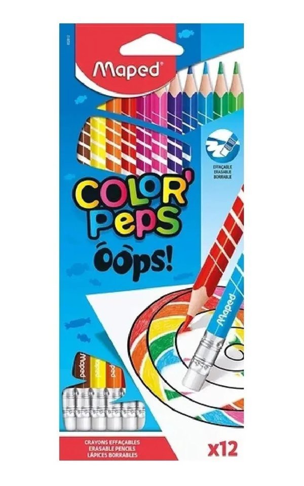 LAPIZ MAPED COLOR PEPS BORRABLE x 12 COLORES