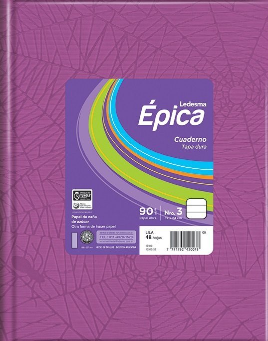 CUADERNO EPICA Nº3 TAPA DURA 90 GRS 48 HOJAS LILA
