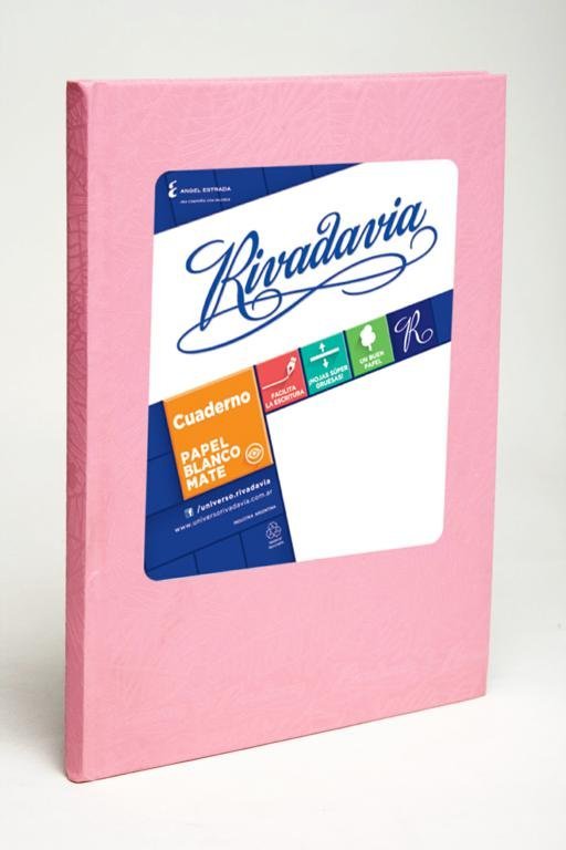 CUADERNO RIVADAVIA TAPA DURA 50 HOJAS ROSA RAYA