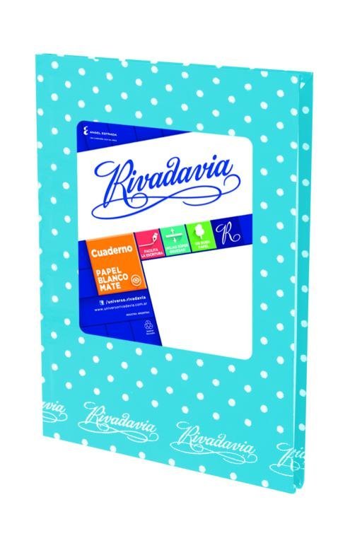 CUADERNO RIVADAVIA TAPA DURA 50 HOJAS LUNARES CELESTE