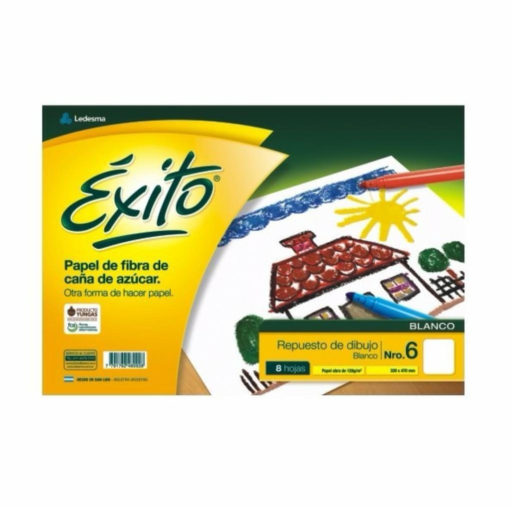 REPUESTO EXITO Nº 6 DIBUJO BLANCO x 8 HOJAS