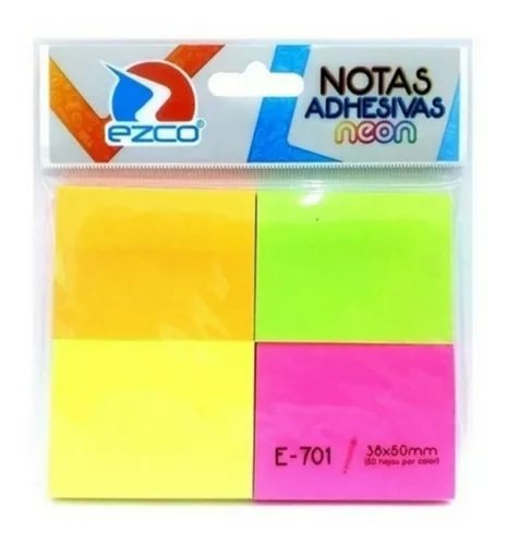 NOTAS ADHESIVAS 38 x 50 x 4 UNIDADES NEON