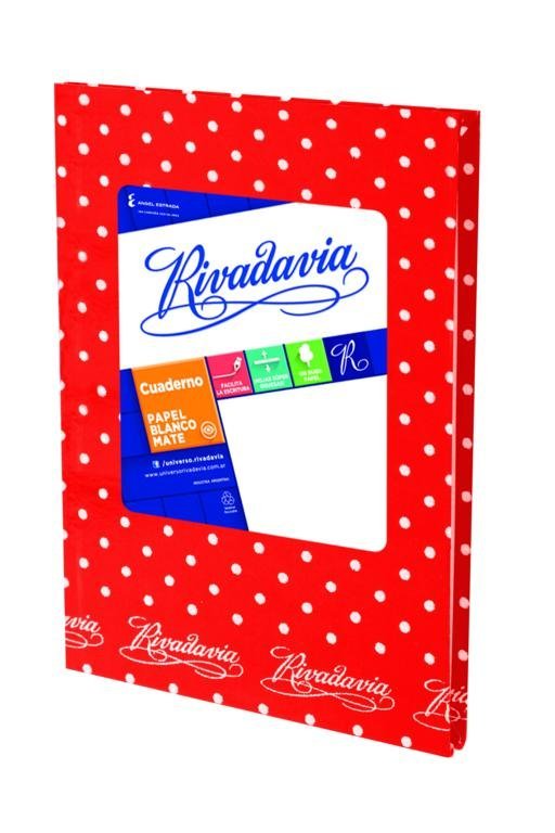 CUADERNO RIVADAVIA TAPA DURA 50 HOJAS LUNARES ROJO