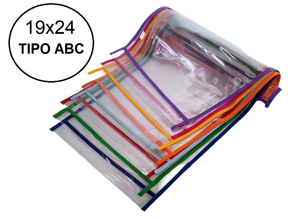 FUNDA CUADERNO 19 X 24 PLASTICA BORDE COLOR x 1