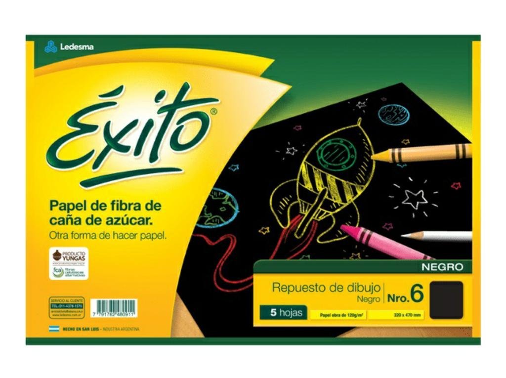REPUESTO EXITO Nº 6 DIBUJO NEGRO x 5 HOJAS
