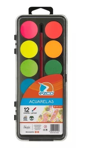 ACUARELA EZCO x 12 ESTUCHE PVC