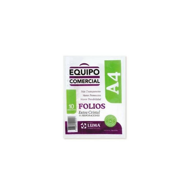 FOLIO A4       x  10 U PP EQUIPO COMERCIAL LUMA