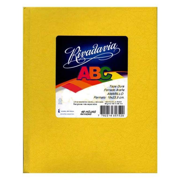 CUADERNO RIVADAVIA ABC 98 HOJAS 19X23.5 AMARILLO RAYA