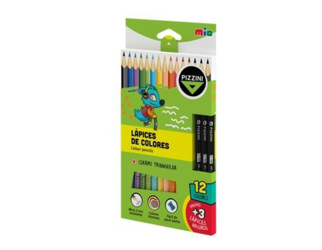LAPIZ PIZZINI TRIANGULAR x 12 COLORES     LML27123