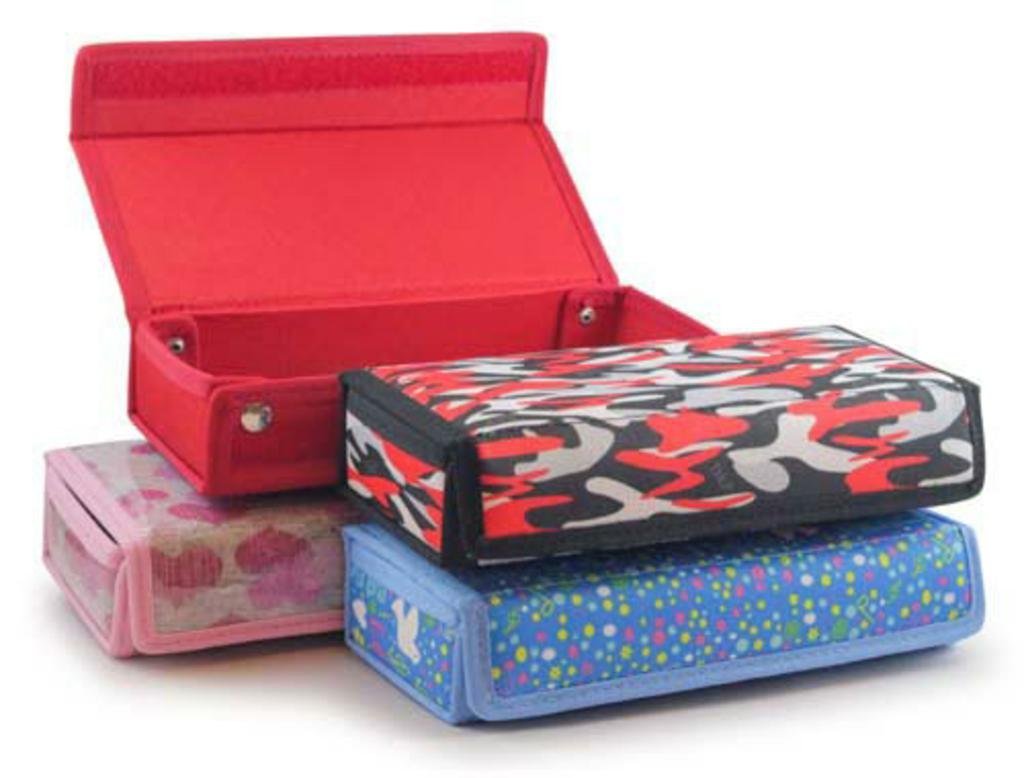 CARTUCHERA D&,P CAJA C/VEL 10X22,5X4 TELA ESTAMP.607SM