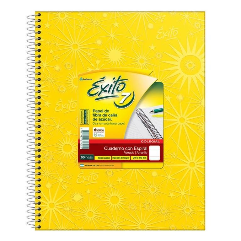 CUADERNO EXITO E7 ESPIRAL 60 HOJAS AMARILLO RAYA