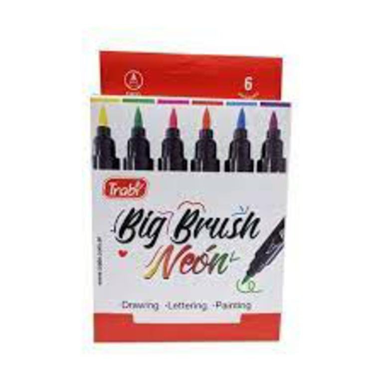 MARCADOR TRABI BIG BRUSH NEON x 6 COLORES