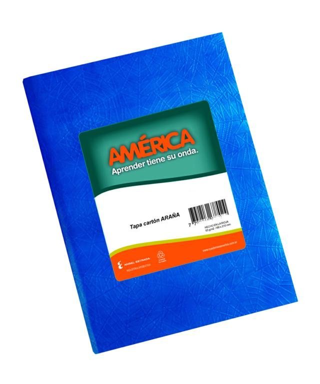 CUADERNO AMERICA TAPA DURA 42 HOJAS AZUL RAYA