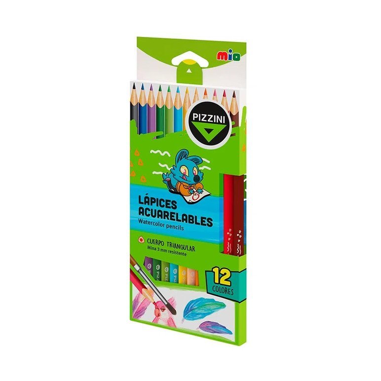 LAPIZ PIZZINI TRIANGULAR ACUARELABLE x 12 COLORES