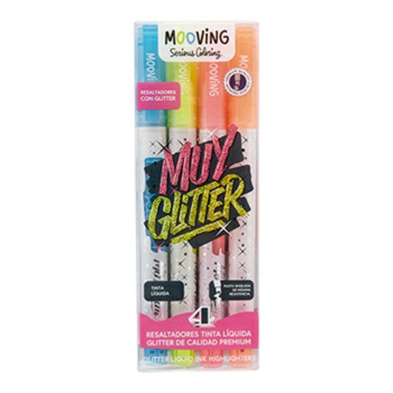 RESALTADOR COLORING GLITTER x 4 COLORES    3051604