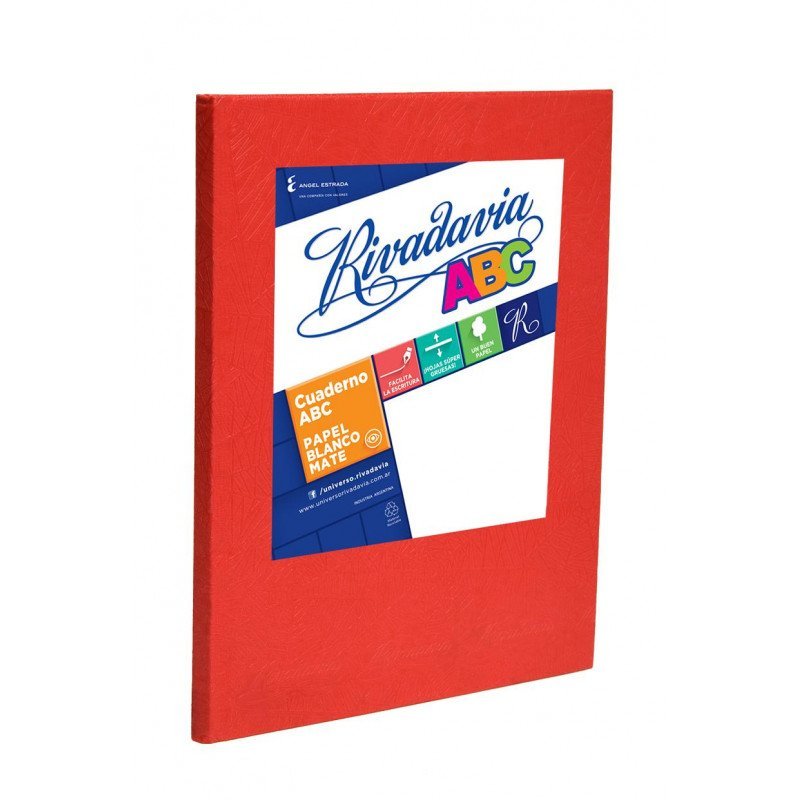 CUADERNO RIVADAVIA ABC 50 HOJAS 19X23.5 ROJO CUADRO