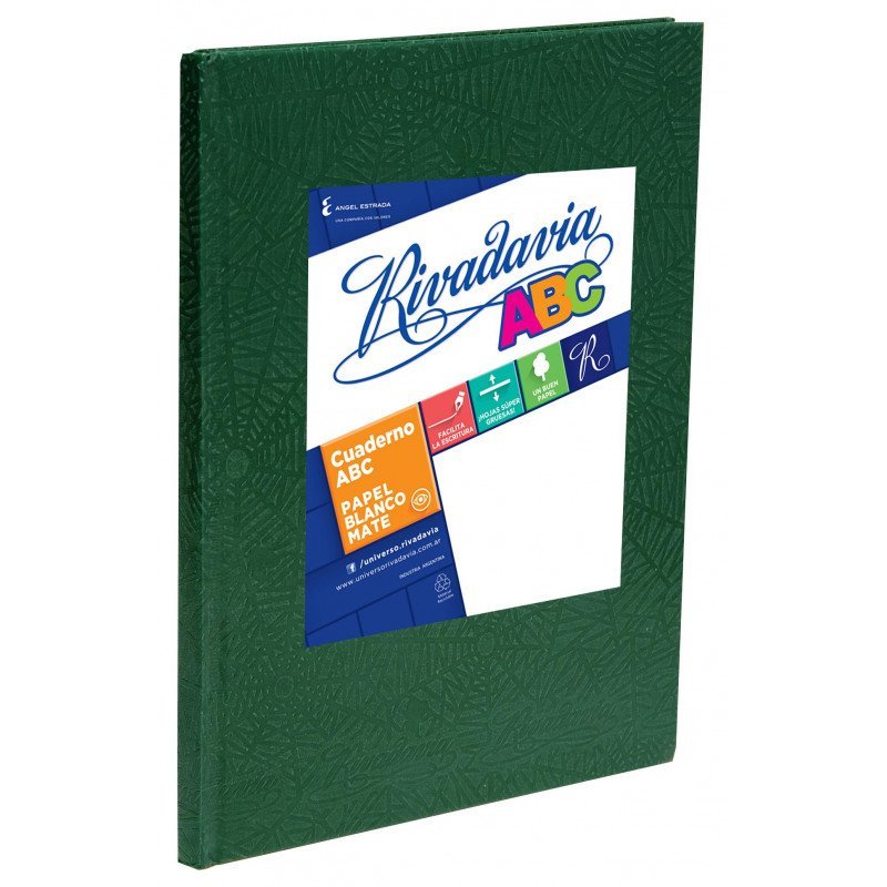 CUADERNO RIVADAVIA ABC 98 HOJAS 19X23.5 VERDE CUADRO