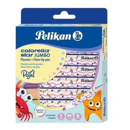 MARCADOR PELIKAN COLORELA JUMBO PASTEL x 8 COLORES