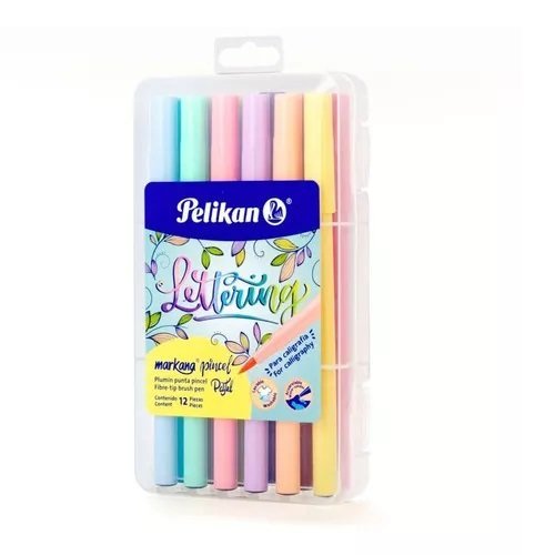 MARCADOR PELIKAN MARKANA PINCEL PASTEL x 12 COLORES