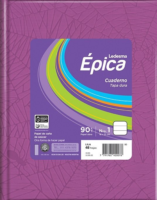 CUADERNO EPICA N1 TAPA DURA 90 GRS 48 HOJAS LILA