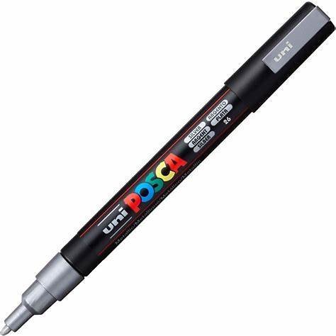 MARCADOR UNI POSCA PC-3M PUNTA MEDIA PLATA