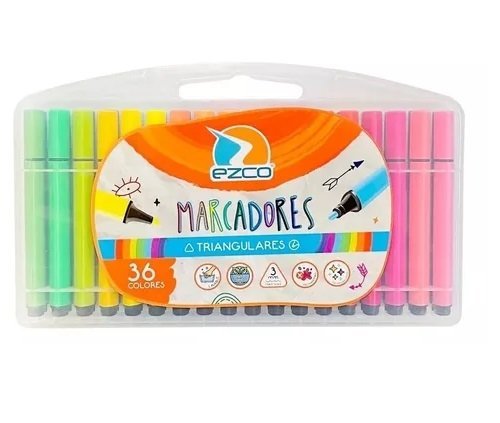 MARCADOR EZCO TRIANGULARES 36 COLORES
