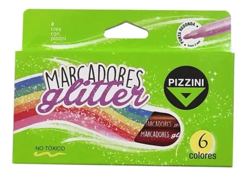MARCADOR PIZZINI GLITTER x 6 COLORES     1233